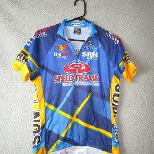 SUAREZ MEN'S CYCLING JERSEY SHIRT BLUE YELLOW MEDIUM POLYESTER
